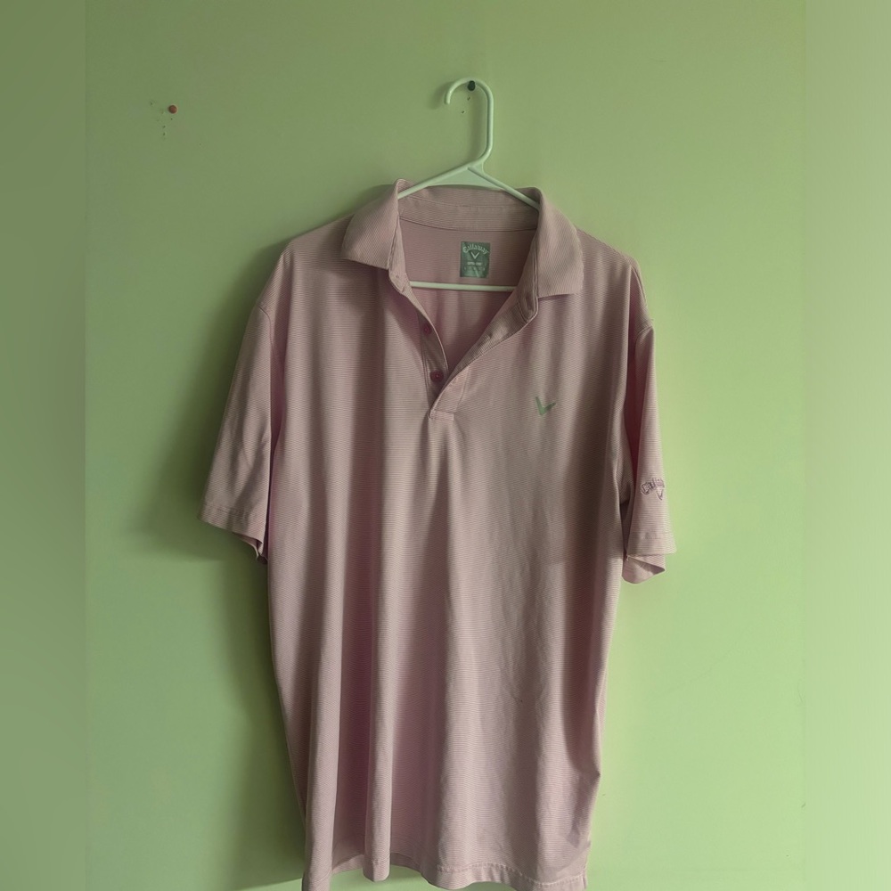 Callaway Golf Pink Short Sleeve Polo Shirt Size Large